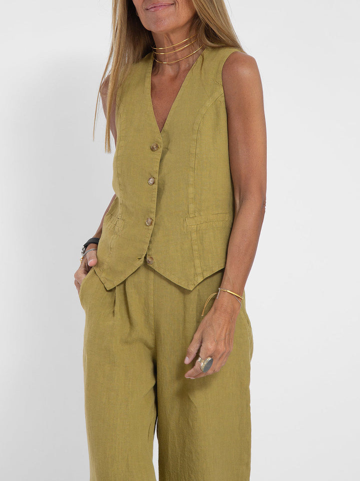 AIRA | BUTTONED VEST & WIDE-LEG TROUSERS SET