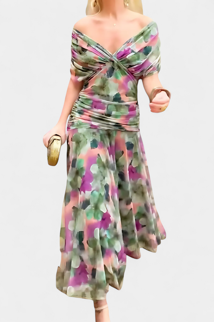ABIGAIL | LONG FLORAL V-NECK DRESS