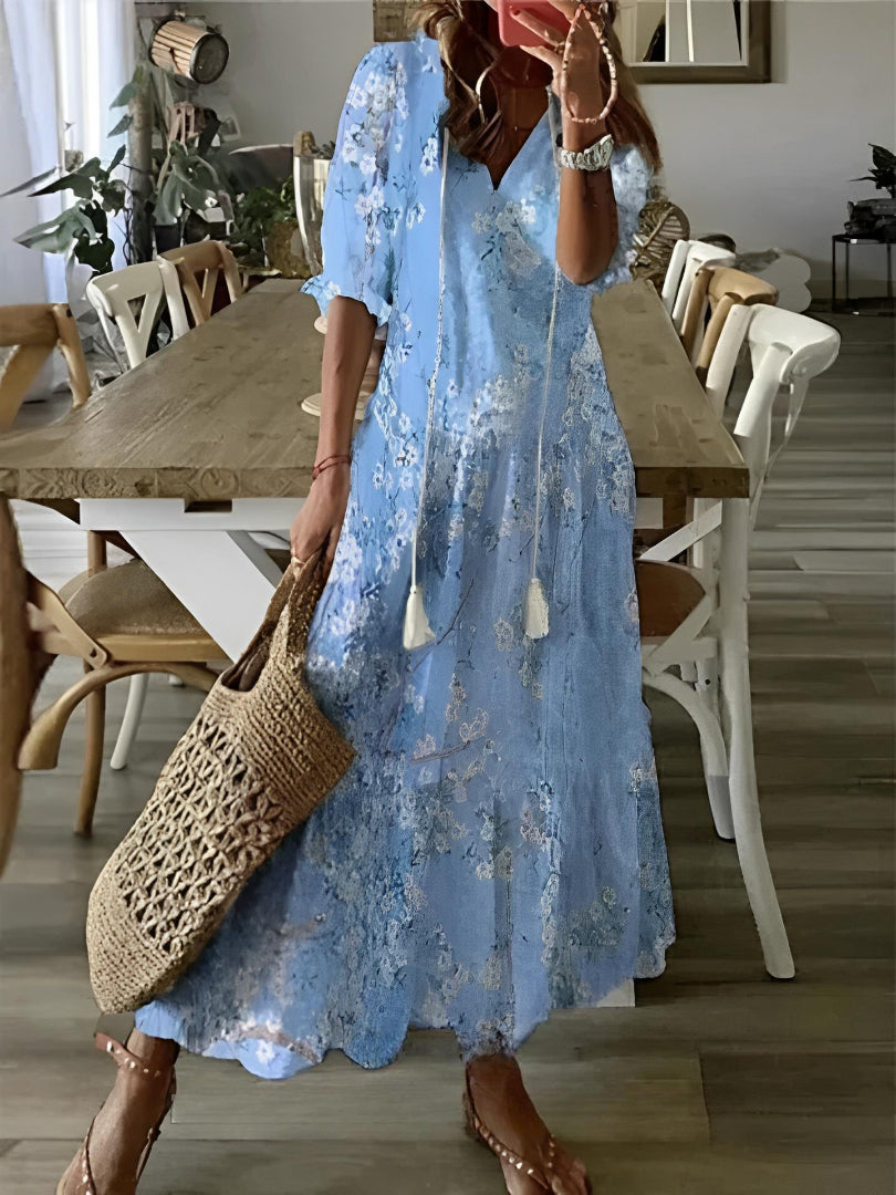 SUZANNE | BOHO VINTAGE V-NECK SUMMER DRESS