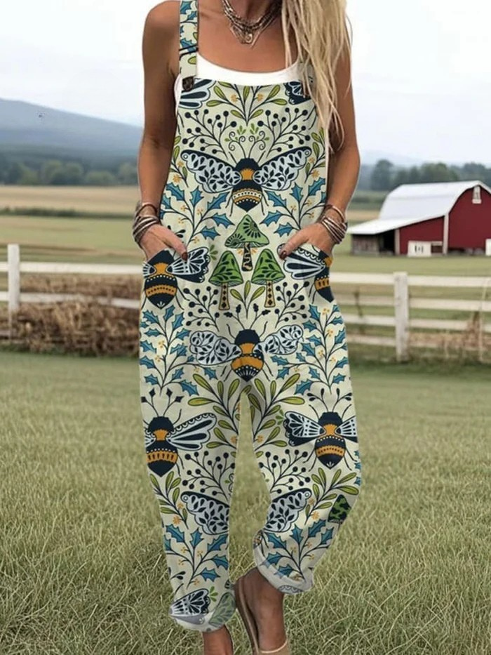 MADISON | WOMEN'S SUMMER DUNGAREES WITH PLAYFUL PRINT