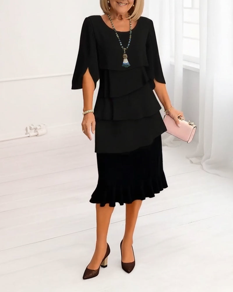 MARISSA | ELEGANT COMFORT RUFFLE DRESS