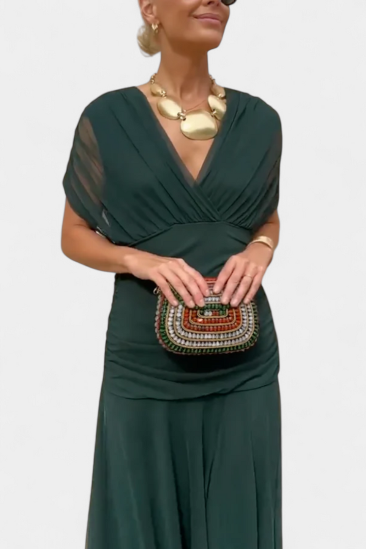 ABIGAIL | LONG FLORAL V-NECK DRESS